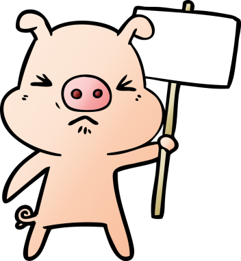 Bir insan tarafından çizilmiş kızgın domuz çizgi filmi.