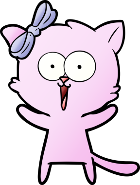 Bir insan tarafından çizilmiş çizgi film kedisi.