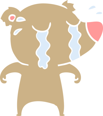 Bir insan tarafından çizilmiş düz renkli karikatür ağlayan ayı