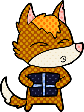 Bir insan tarafından çizilmiş tilki çizgi film karakteri.