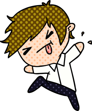 Bir kawaii 'nin insan tarafından çizilmiş şirin bir çocuk çizimi.