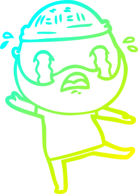 Bir insan tarafından çizilmiş ağlayan sakallı bir adamın çizdiği soğuk çizgi.