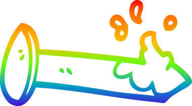 gökkuşağı gradyan çizimi bir insan tarafından çizilmiş kanlı bir çivi