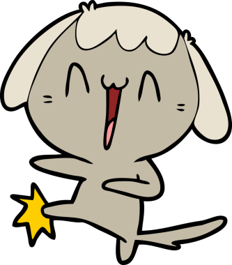 Bir insan tarafından çizilmiş gülen köpek tekmesi.