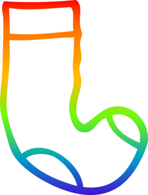 gökkuşağı gradyan çizgi çizimi bir insan tarafından çizilmiş bir çorap