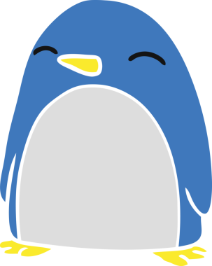 Bir insan tarafından çizilmiş sevimli bir penguenin el çizimi karikatürü.