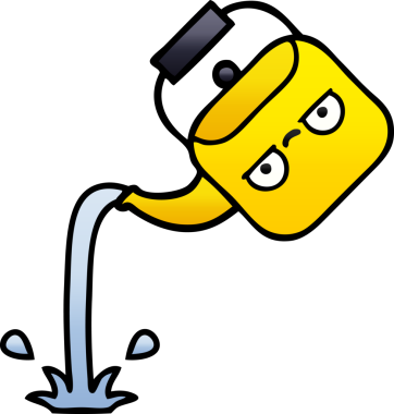 Bir insan tarafından çizilmiş gölgelenmiş çaydanlık karikatürü.