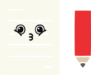 Bir insan tarafından çizilmiş bir test kağıdının düz renk retro karikatürü