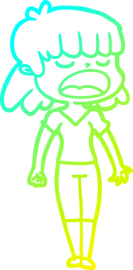 Bir insan tarafından yüksek sesle çizilmiş bir karikatür kadın çizimi.