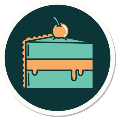 Bir insan tarafından çizilmiş çikolatalı pastanın geleneksel stiliyle dövme çıkartması.