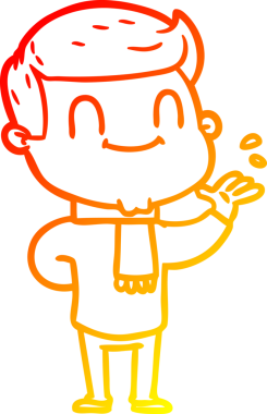 Bir insan tarafından çizilmiş, karikatür dostu bir adamın sıcak çizgi çizimi