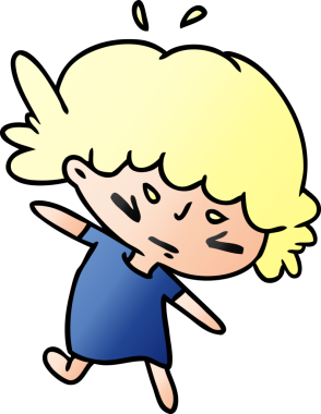 Bir insan tarafından çizilmiş sevimli bir kawai kızının gradyan çizimi.