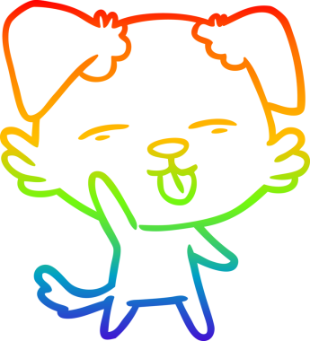 gökkuşağı gradyan çizgi çizimi bir insan tarafından çizilmiş dili dışarı çıkaran bir köpek