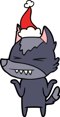 Kızgın kurt eli çizilmiş bir insan tarafından çizilmiş Noel Baba şapkası.