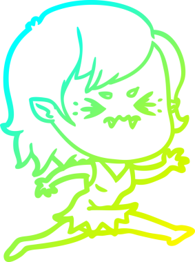 Bir insan tarafından çizilmiş, soğuk gradyan çizgi film karakteri bir vampir kız.