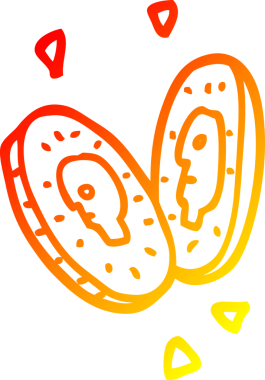 Bir insan tarafından çizilmiş para paralarının çizgi çizimi.