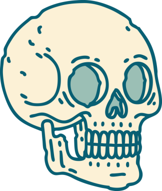 Bir insan tarafından çizilmiş bir kafatasının ikonik dövme şekli