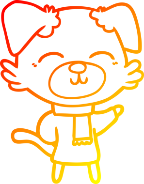 Bir insan tarafından çizilmiş çizgi film köpeğinin sıcak çizgi çizimi