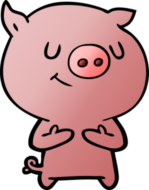 Bir insan tarafından çizilmiş mutlu çizgi film domuzu.