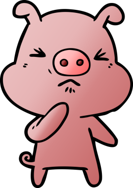 Bir insan tarafından çizilmiş kızgın domuz çizgi filmi.