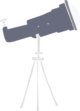 Bir insan tarafından çizilmiş büyük bir teleskop çizimi.