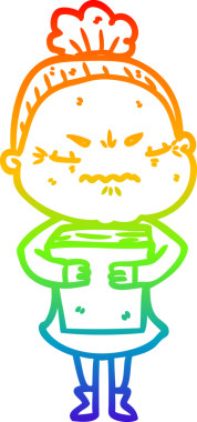 Gökkuşağı gradyan çizgi çizimi bir insan tarafından çizilmiş yaşlı bir kadın tarafından rahatsız edildi