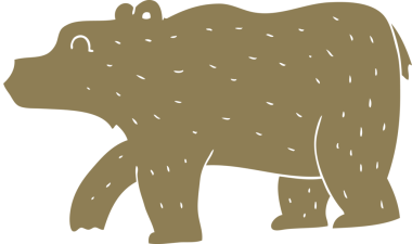 Bir insan tarafından çizilmiş ayının düz renk çizimi