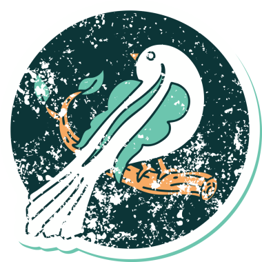 Bir insan tarafından çizilmiş bir daldaki kuşun sembolik dövmesi.