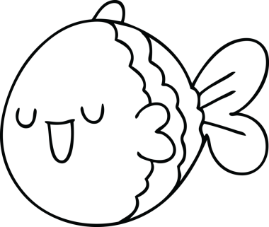 Bir insan tarafından çizilmiş garip karikatür balığı çizimi