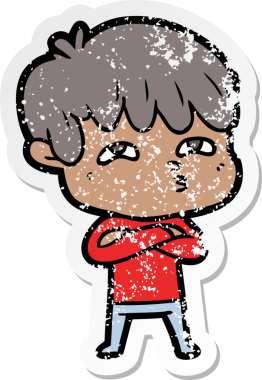 Bir insan tarafından çizilmiş garip bir adamın sıkıntılı çıkartması.