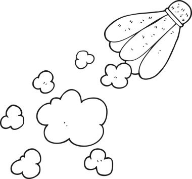 Bir insan tarafından çizilmiş siyah-beyaz badminton mekik çükü.