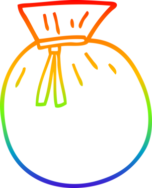 Gökkuşağı gradyan çizgisi bir insan tarafından çizilmiş Noel Baba çuvalı.