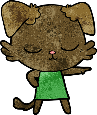 Bir insan tarafından çizilmiş şirin bir çizgi film köpeği.