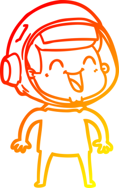 Bir insan tarafından çizilmiş mutlu bir astronotun sıcak çizgi çizimi