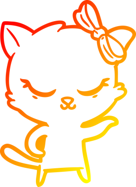 Bir insan tarafından çizilmiş sevimli bir çizgi film kedisinin sıcak çizgi çizimi