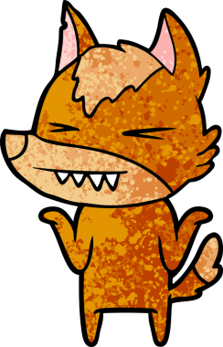 Bir insan tarafından çizilmiş tilki çizgi film karakteri