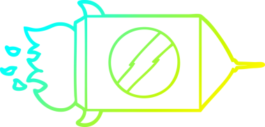 Bir insan tarafından çizilmiş bir uzay roketinin soğuk gradyan çizgisi