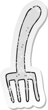 Bir insan tarafından çizilmiş bir karikatür çatalının gerilimli yapıştırması.