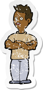 İnsan eli çapraz kollu bir çizgi film karakterinin gerilimli çıkartması.