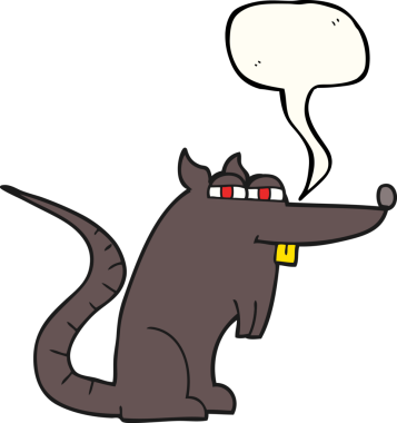 Bir insan tarafından çizilmiş serbest konuşma balonu karikatürü kötü fare.