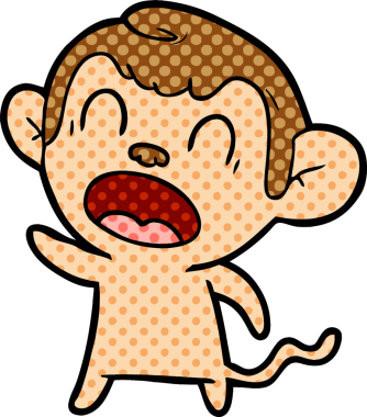 Bir insan tarafından çizilmiş bağıran çizgi maymun.