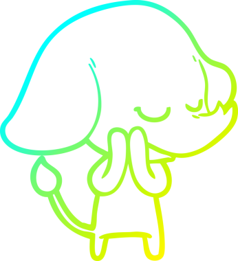 Bir insan tarafından çizilmiş gülümseyen bir filin soğuk gradyan çizimi