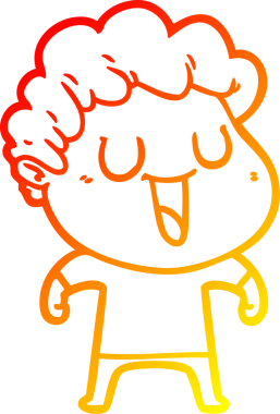 Bir insan tarafından çizilmiş gülen bir çizgi film karakterinin sıcak çizgi çizimi.