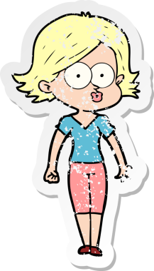 Bir insan tarafından çizilmiş karikatür kızının sıkıntılı çıkartması.