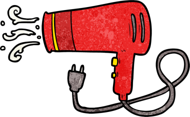 bir insan tarafından çizilmiş elektrikli saç kurutma makinesi.