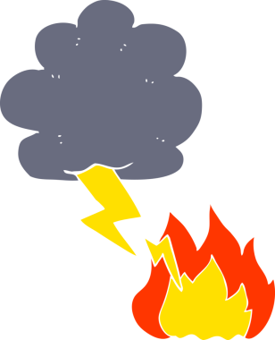 Bir insanın çizdiği yıldırımın düz renk çizimi