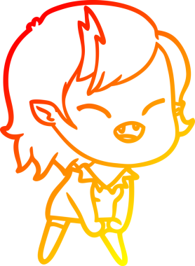 Bir insan tarafından çizilmiş gülen vampir kız çizgi filmi.