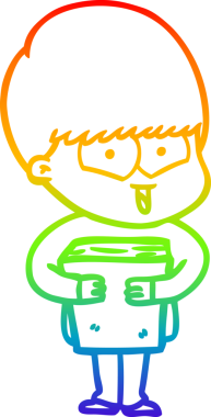 gökkuşağı gradyan çizgi çizimi bir insan tarafından çizilmiş mutlu bir çocuk