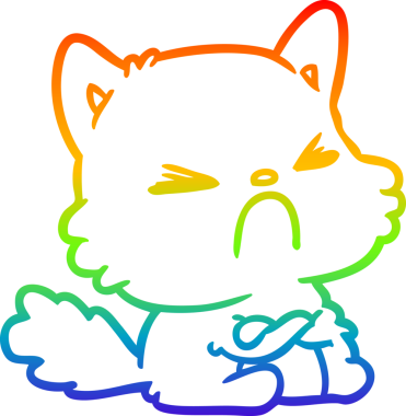 Gökkuşağı gradyanı çizimi. Bir insan tarafından çizilmiş kızgın bir çizgi film.