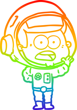 gökkuşağı gradyan çizgi çizimi bir insan tarafından çizilmiş astronot şaşırttı